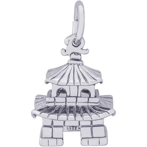 Japanese Oriental Temple Charm White Gold - 10-2456