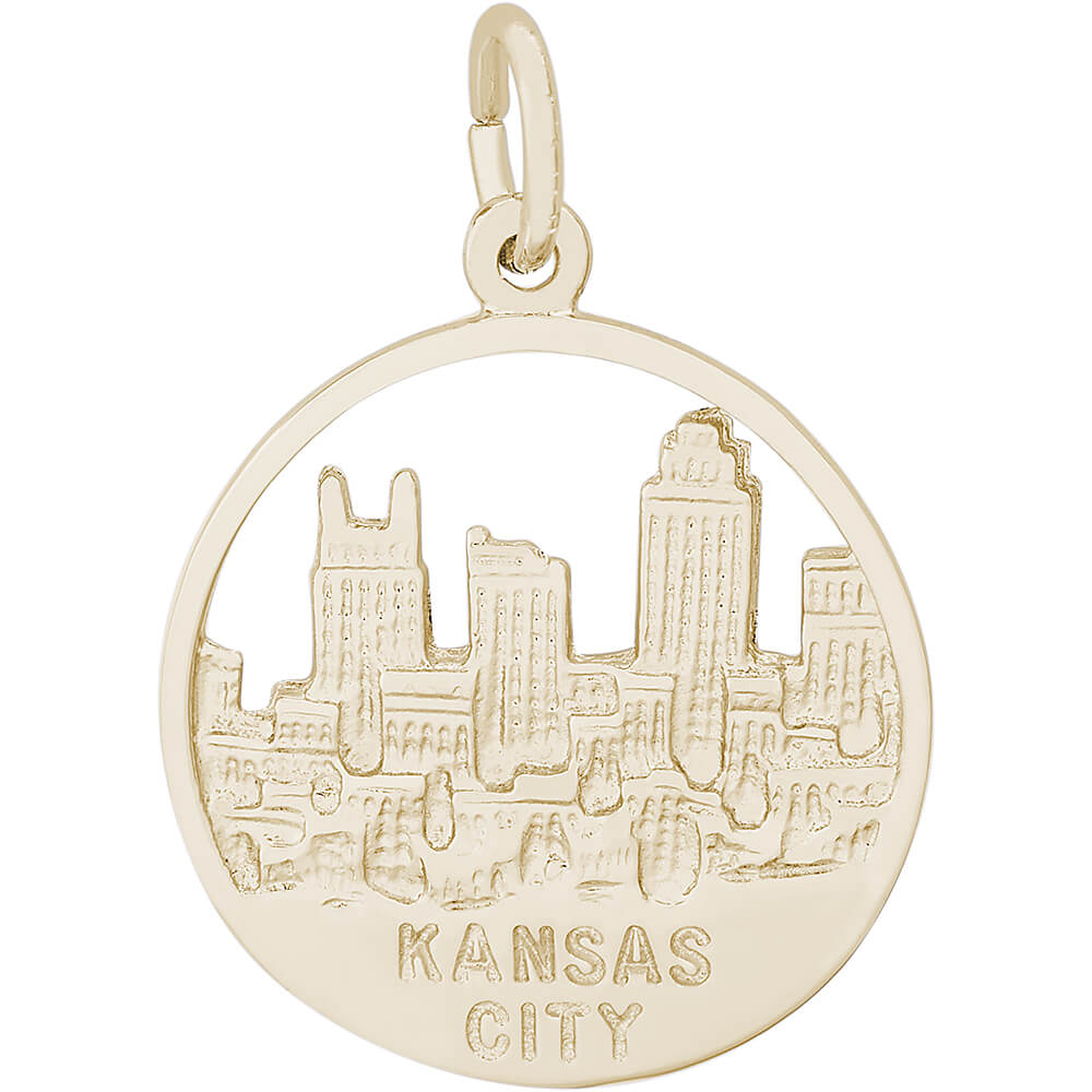 105721gp Kansas City Skyline Charm Gold Plated 1057...