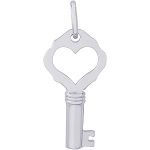 Key W/Heart Plain Charm White Gold - 10-8358
