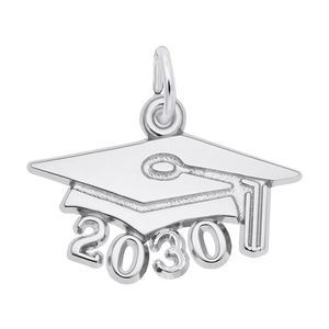 Rembrandt LARGE GRAD CAP 2030 Charm 14k White Gold - 10-6930-0-14kw