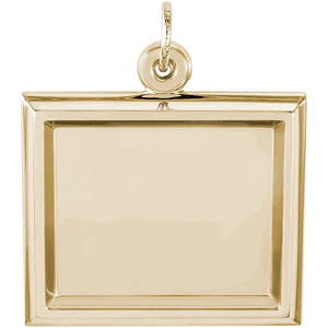 Large Horizontal Photo Art Rectangle Charm Gold Plated - 10-8624