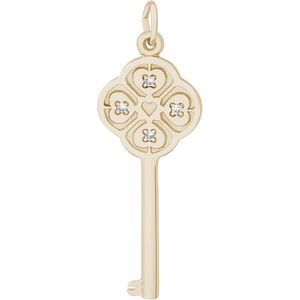 Large Key 4 Heart April Charm 10K Gold - 10-8410-4