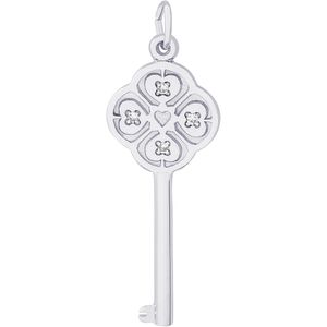 Large Key 4 Heart April Charm White Gold - 10-8410-4
