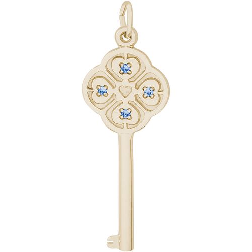 Large Key 4 Heart December Charm 10K Gold - 10-8410-12