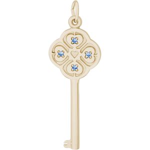 Large Key 4 Heart December Charm 10K Gold - 10-8410-12