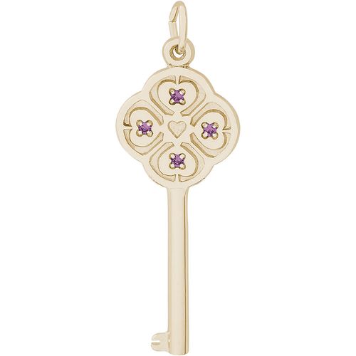 Large Key 4 Heart Feb Charm 10K Gold - 10-8410-2