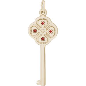 Large Key 4 Heart Jan Charm Gold Plated - 10-8410-1