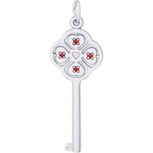 Large Key 4 Heart Jan Charm White Gold - 10-8410-1