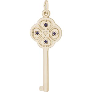 Large Key 4 Heart June Charm 10K Gold - 10-8410-6