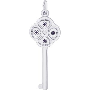 Large Key 4 Heart June Charm Silver - 10-8410-6
