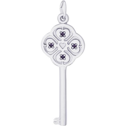 Large Key 4 Heart June Charm White Gold - 10-8410-6