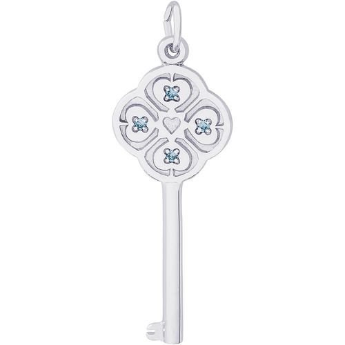 Large Key 4 Heart March Charm Silver - 10-8410-3