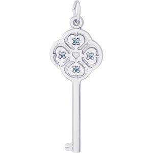 Large Key 4 Heart March Charm Silver - 10-8410-3