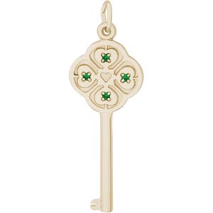Large Key 4 Heart May Charm 10K Gold - 10-8410-5