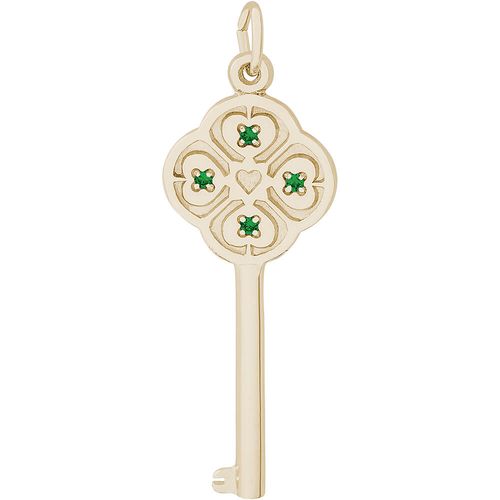 Large Key 4 Heart May Charm 14K Gold - 10-8410-5