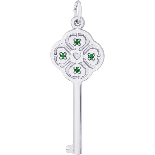 Large Key 4 Heart May Charm White Gold - 10-8410-5