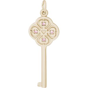 Large Key 4 Heart October Charm 10K Gold - 10-8410-10