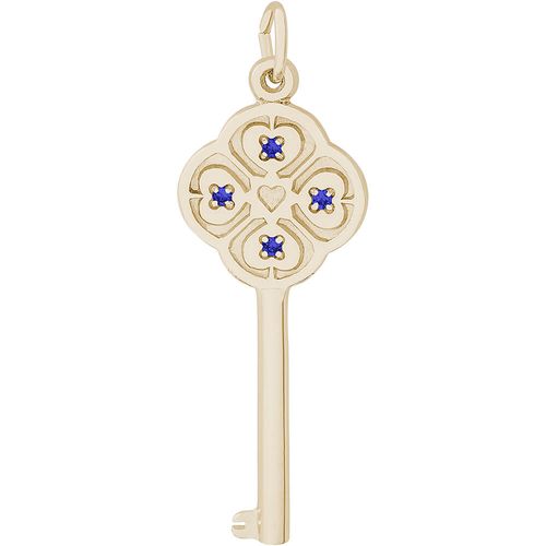Large Key 4 Heart September Charm 10K Gold - 10-8410-9
