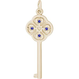 Large Key 4 Heart September Charm 10K Gold - 10-8410-9
