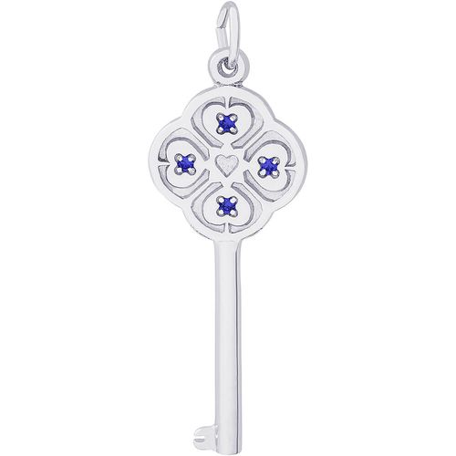 Large Key 4 Heart September Charm Silver - 10-8410-9
