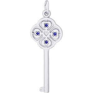 Large Key 4 Heart September Charm Silver - 10-8410-9