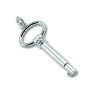 Large Key Skeleton Charm Silver - 10-8404