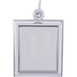 Large Vertical Photo Art Rectangle Charm White Gold - 10-8623