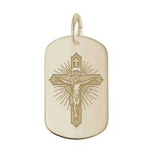 Rembrandt Laser Engraved - Crucifix - 8400 Charm - Gold Plated - 10-1190-0-GP