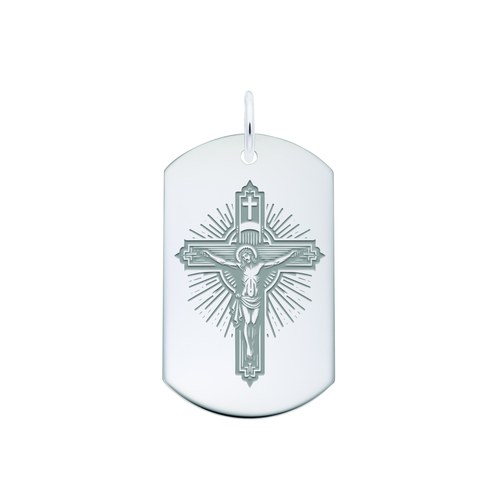 Rembrandt Laser Engraved - Crucifix - 8400 Charm - Silver - 10-1190-0-SS