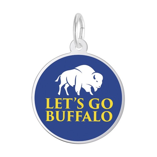 Rembrandt Let's Go Buffalo Blue and Yellow Disc Charm 14k White Gold - 10-1055-0-14kw