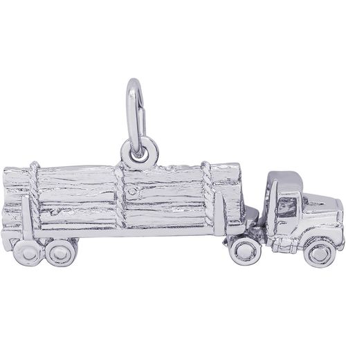 Log Truck Charm White Gold - 10-2246
