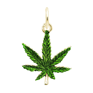 Rembrandt Marijuana Leaf - Painted Charm - 10K Gold - 10-4969-1-10K