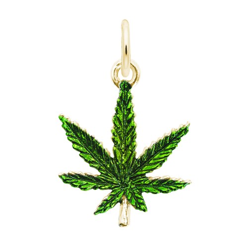 Rembrandt Marijuana Leaf - Painted Charm - 14K Gold - 10-4969-1-14K
