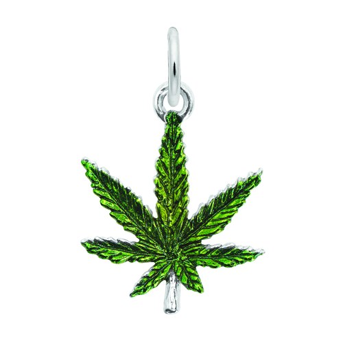 Rembrandt Marijuana Leaf - Painted Charm - Silver - 10-4969-1-SS