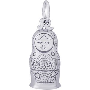 Matryoshka Doll Charm White Gold - 10-2328