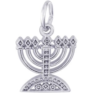 Menorah Charm White Gold - 10-0334