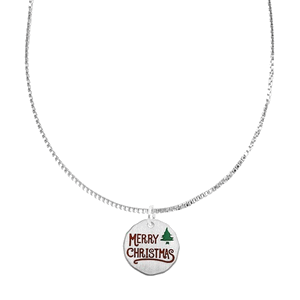 Rembrandt Merry Christmas Tag Necklace Set Sterling Silver - 29-8500-01-016-16-ss