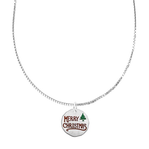 Rembrandt Merry Christmas Tag Necklace Set Sterling Silver - 29-8500-01-016-16-ss