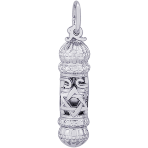 Mezuzah Charm White Gold - 10-8238
