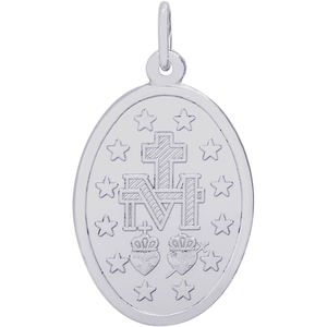 Miraculous Medal Charm White Gold - 10-3432