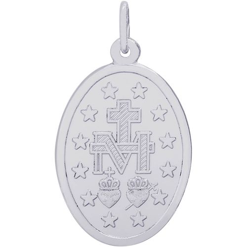 Miraculous Medal Charm White Gold - 10-3432