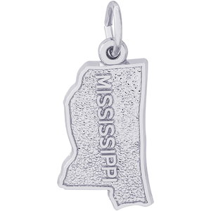 Mississippi Map Charm White Gold - 10-3417