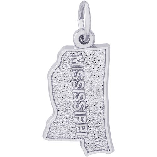 Mississippi Map Charm White Gold - 10-3417