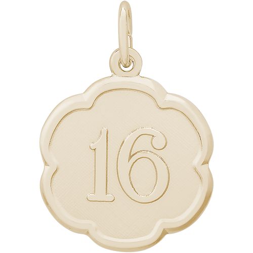 Number 16 Charm 14K Gold - 10-1332