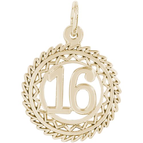 Number 16 Charm Gold Plated - 10-2895-16
