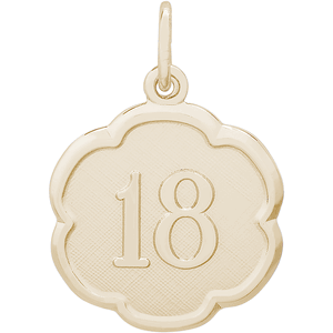 Number 18 Charm Gold Plated - 10-1333