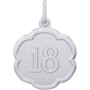 Number 18 Charm Silver - 10-1333