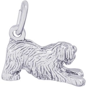 Old English Sheepdog Dog Charm White Gold - 10-2626