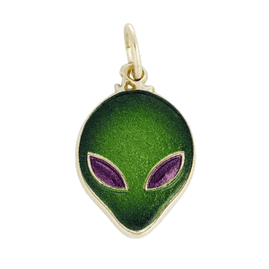 Rembrandt Painted Alien Head Charm Gold Plated - 10-1206-001-1-gp