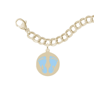 Rembrandt Painted Baby Feet Disc Bracelet Set Blue Bracelet - Gold Plated - 27-1019-917-GP